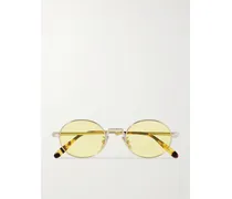 Silberfarbene Sonnenbrille Mit Rundem Rahmen