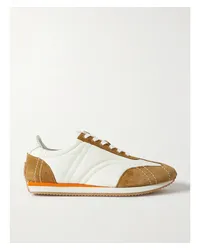 Totême The Sport Sneakers aus Veloursleder und Twill Braun