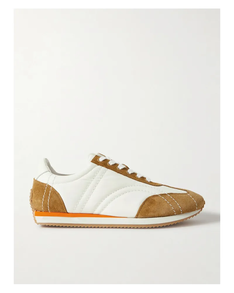 Totême The Sport Sneakers aus Veloursleder und Twill Braun