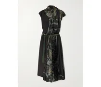 Midikleid Aus Wolle Und Crêpe Mit Paisley-muster - Braun
