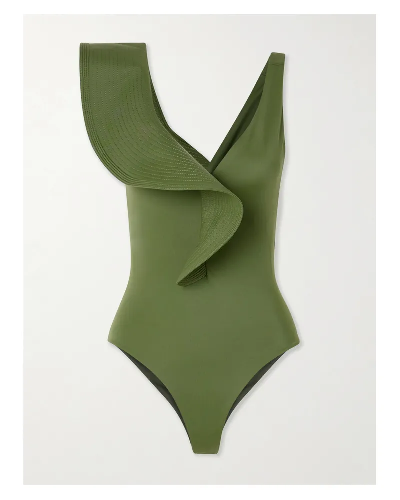 Johanna Ortiz Boleros Badeanzug Aus Recyceltem Material Mit Volant - Grün Grün