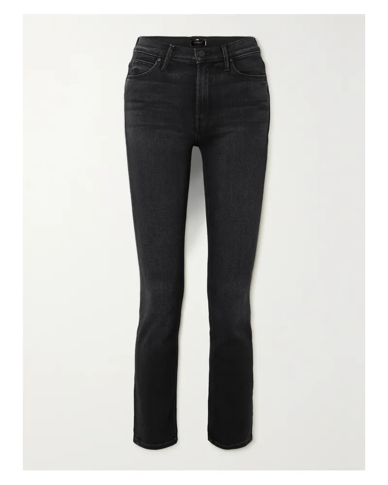 Mother Net Sustain The Dazzler Ankle Mid-rise Slim-leg Jeans - Black Black