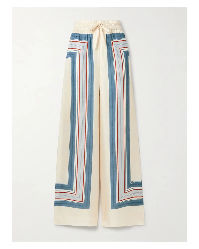 Zimmermann Striped Silk-twill Wide-leg Pants - Blue Blue