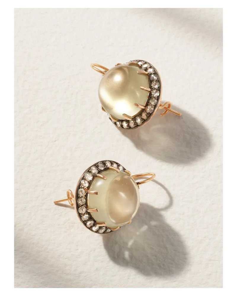 Andrea Fohrman Ohrringe Aus 14 Karat Roségold Mit Mondsteinen Und Diamanten Gold