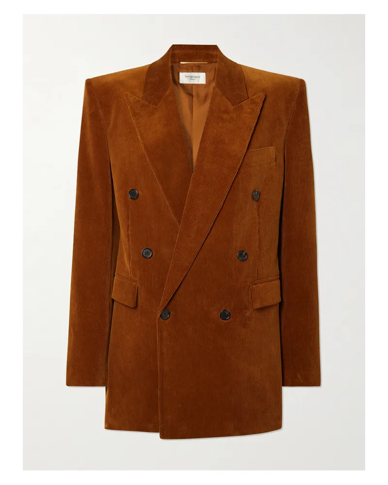 Saint Laurent Doppelreihiger Blazer Aus Baumwollcord - Metallic Metallic