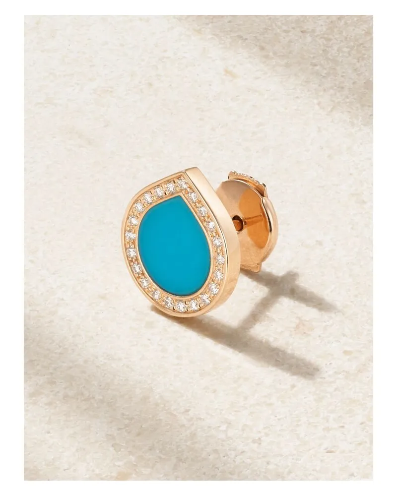 Repossi Antifer Einzelner Ohrstecker Aus 18 Karat Roségold Mit Türkis Und Diamanten - Blau Blau