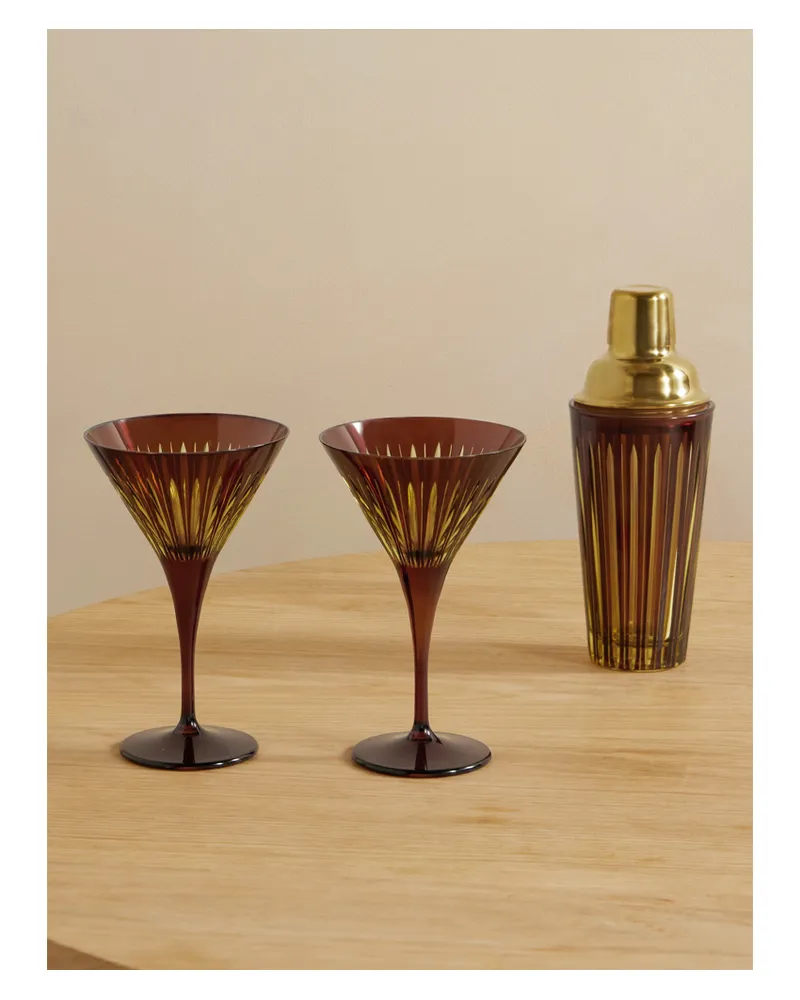L’OBJET Prism Cocktail-set Aus Glas Und Goldfarbenem Metall - Gelb Gelb