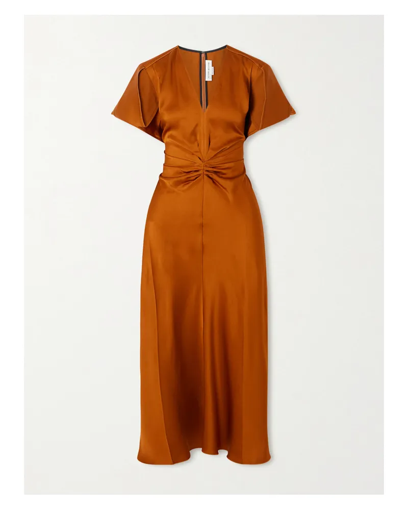 Victoria Beckham Midikleid Aus Satin Mit Raffungen - Metallic Metallic