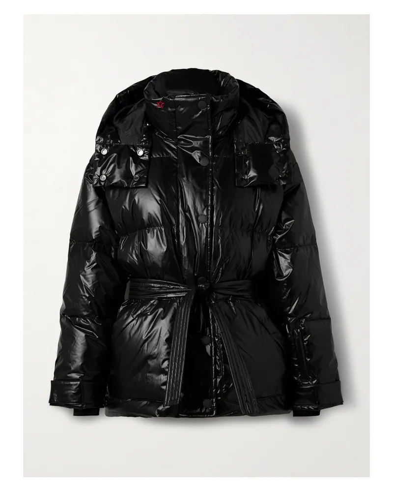 Perfect Moment Cortina Gesteppte Skijacke Mit Daunenfüllung, Kapuze Und Gürtel - Schwarz Schwarz