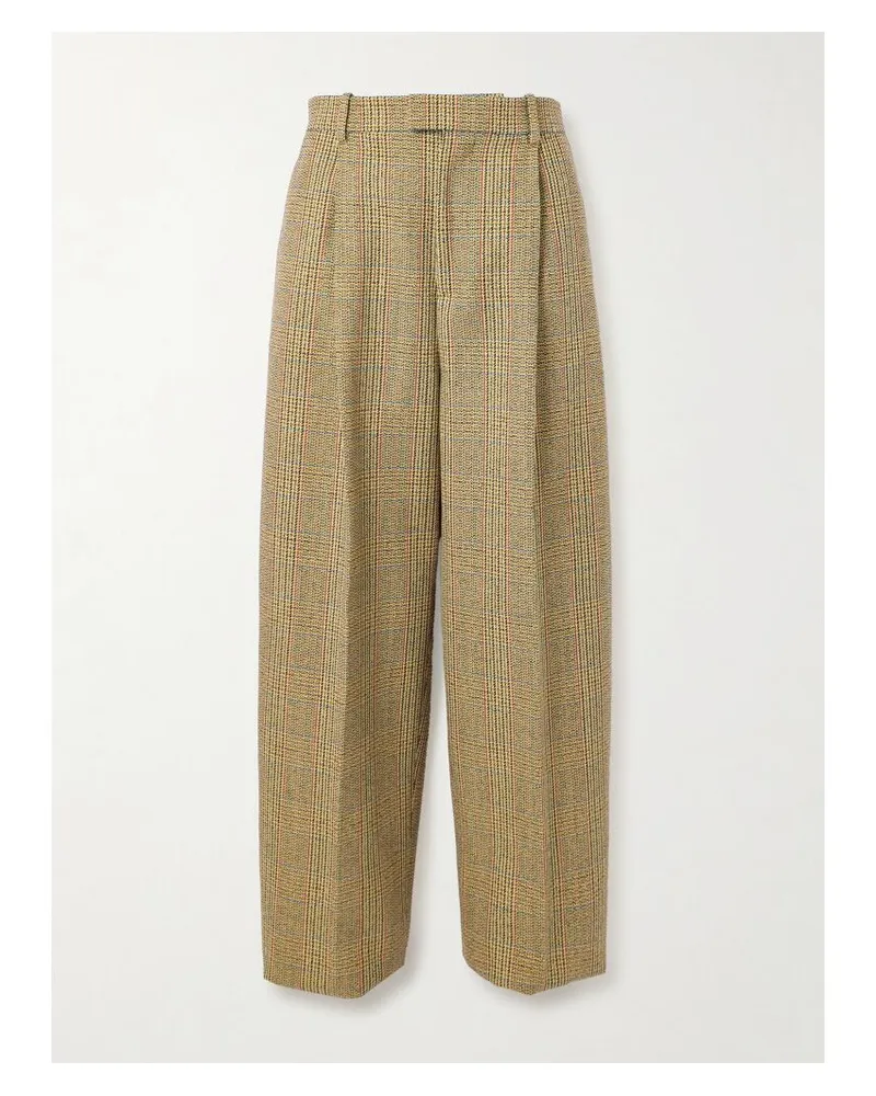 Bottega Veneta Hose Mit Geradem Bein Aus Tweed Mit Glencheck-muster - Neutral Neutral