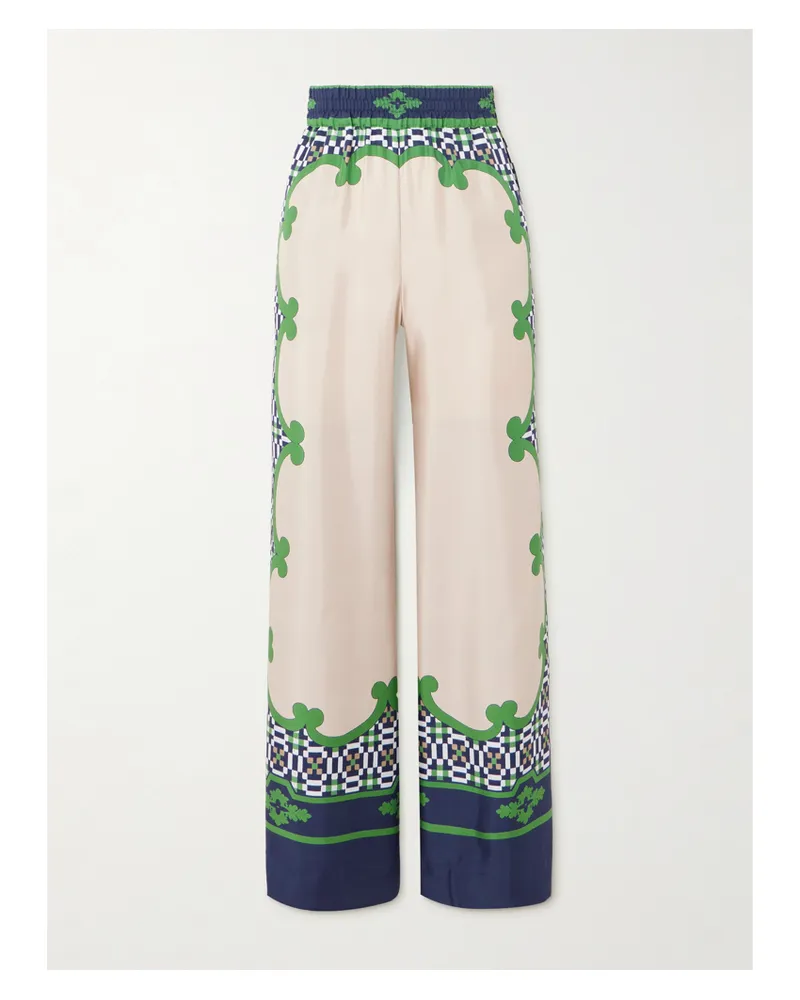 La DoubleJ Icon Hose Mit Weitem Bein Aus Bedrucktem Seiden-twill - Creme Creme