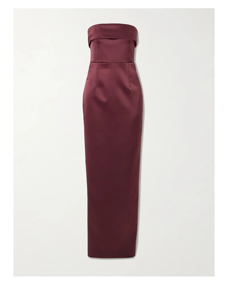 The New Arrivals Ilkyaz Ozel Rhea Trägerlose Robe Aus Duchesse-satin - Burgunder Burgunder