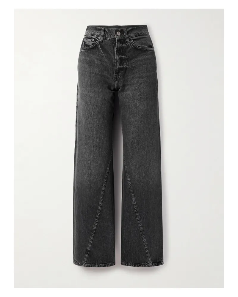 Anine Bing Brie Hoch Sitzende Jeans Mit Weitem Bein Und Ziernähten - Schwarz Schwarz