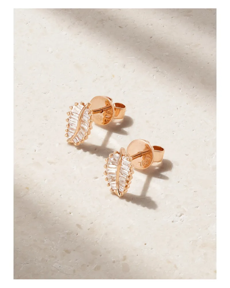 ANITA KO Palm Leaf Kleine Ohrringe Aus 18 Karat Roségold Mit Diamanten Gold
