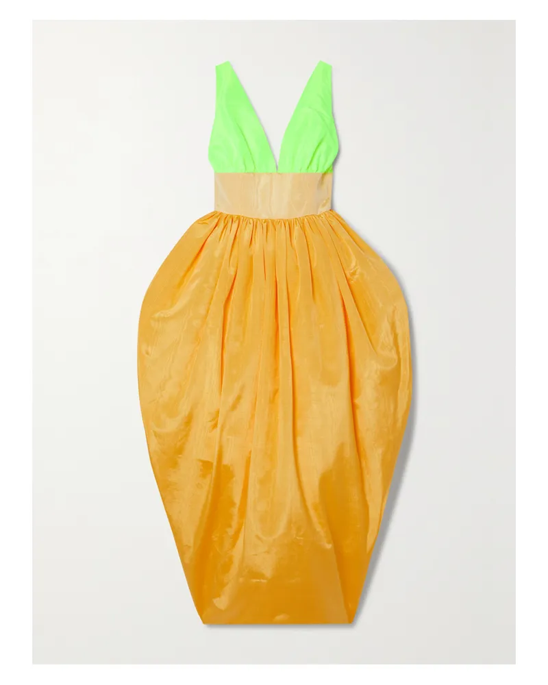 Christopher John Rogers Midikleid Aus Moiré Aus Einer Baumwollmischung - Gelb Gelb