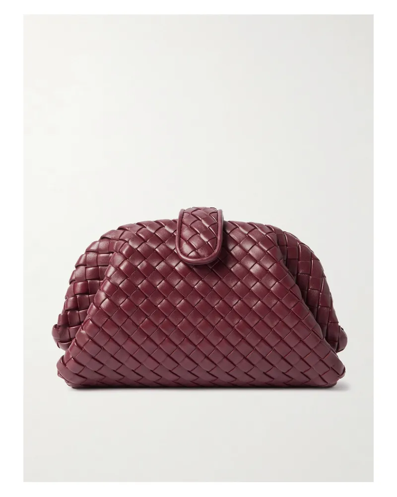 Bottega Veneta Lauren 1980 Small Intrecciato Leather Clutch - Burgundy Burgundy