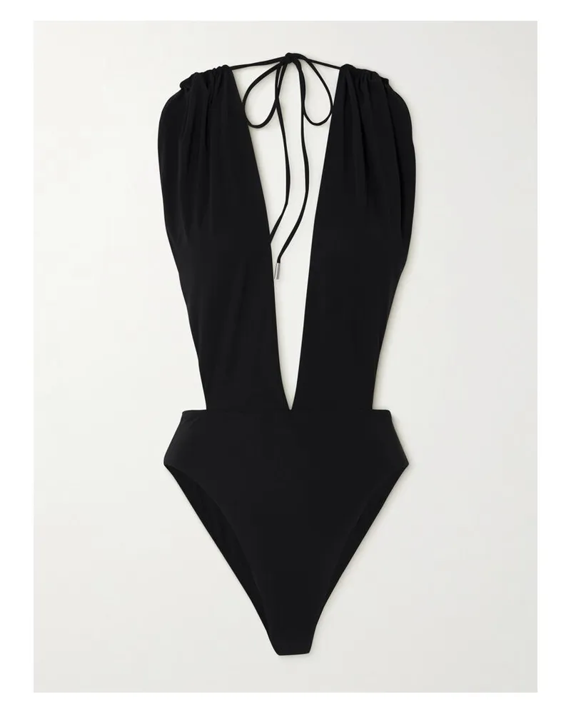 Saint Laurent Neckholder-badeanzug - Schwarz Schwarz