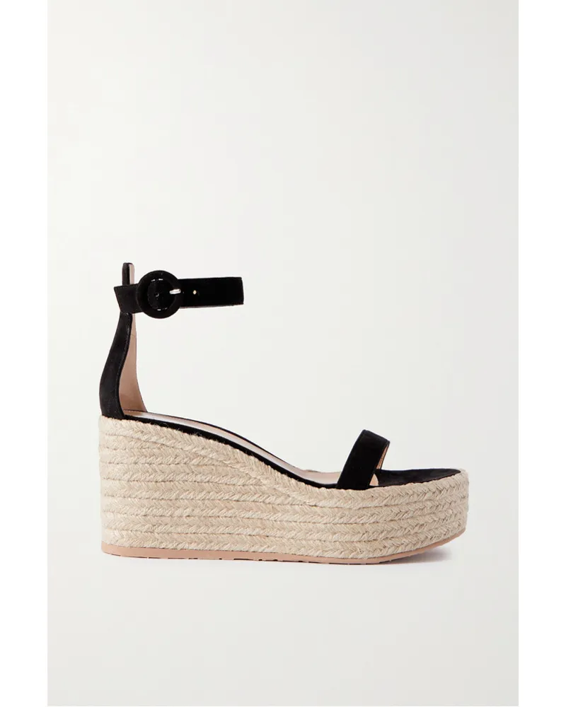 Gianvito Rossi 45 Espadrille-wedges aus Veloursleder Schwarz