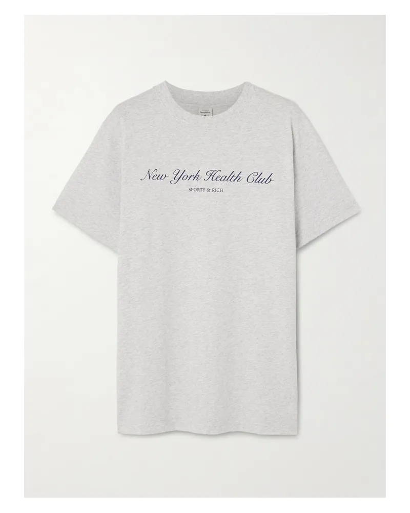 SPORTY & RICH Ny Health Club T-shirt Aus Baumwoll-jersey Mit Print - Grau Grau