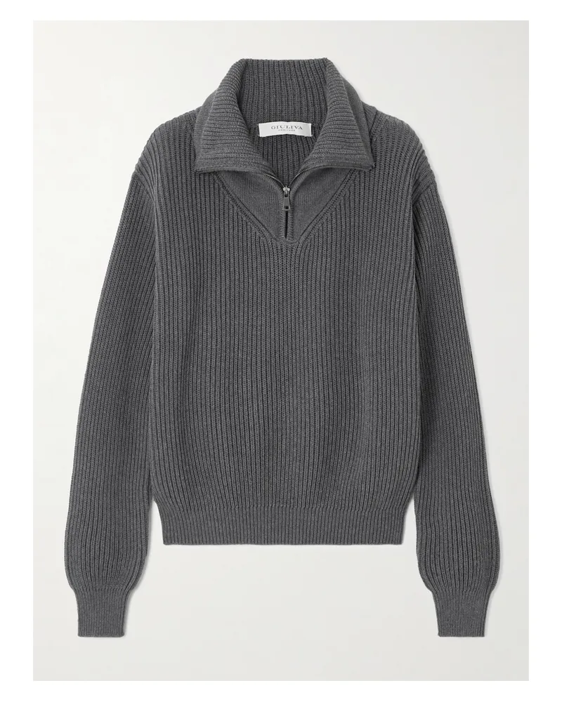 Giuliva Heritage Collection Philip Pullover Aus Gerippter Baumwolle Mit Reißverschluss - Grau Grau