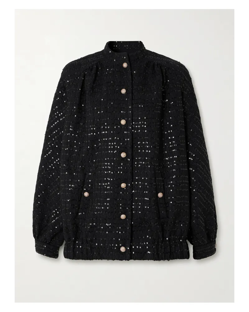 Alessandra Rich Jacke Aus Tweed Mit Pailletten - Schwarz Schwarz