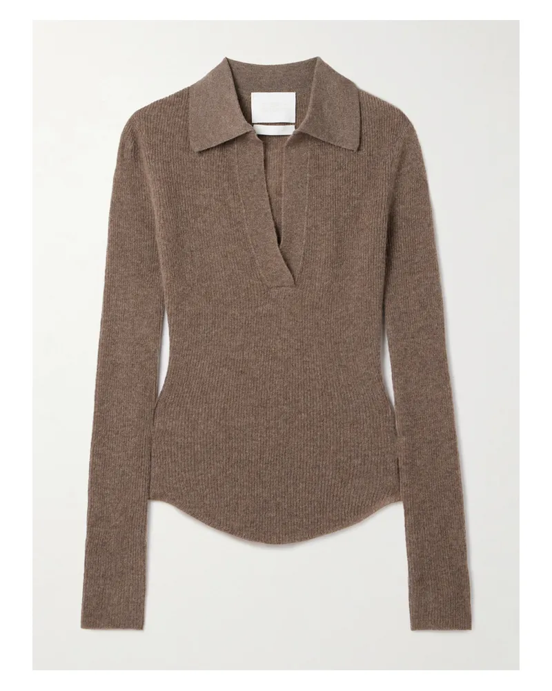 Citizens of humanity Simone Ribbed Wool And Cashmere-blend Polo Sweater - Brown Brown