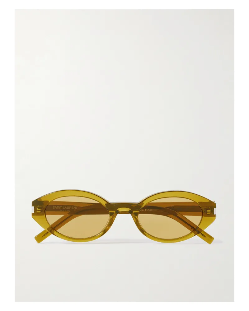 Saint Laurent Oval-frame Acetate Sunglasses - Green Green