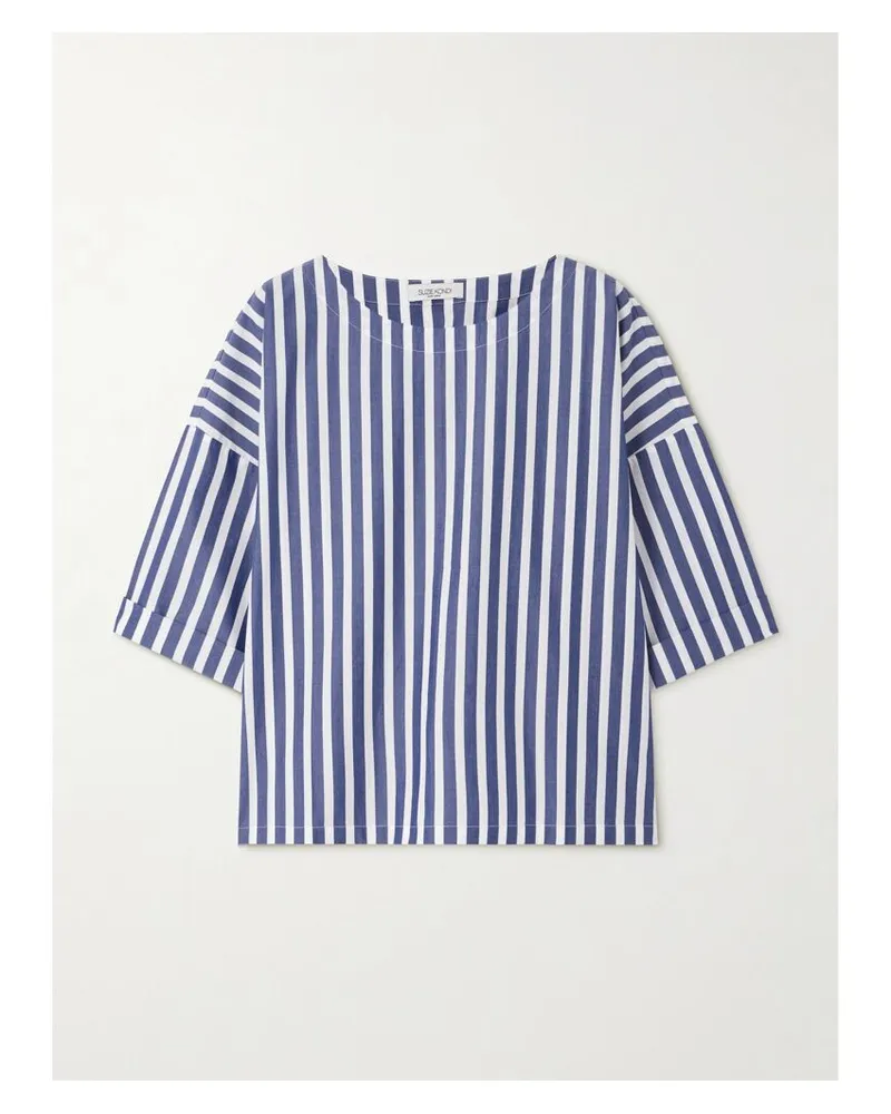 Suzie Kondi Saria T-shirt Aus Gestreifter Baumwollpopeline - Blau Blau