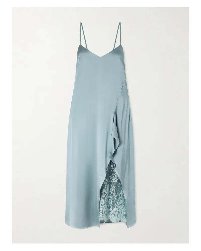 Acne Studios Docketta Lace-trimmed Satin Dress - Blue Blue
