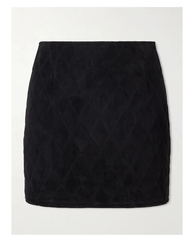 Blazé Milano Viva Coci Quilted Suede Mini Skirt - Black Black