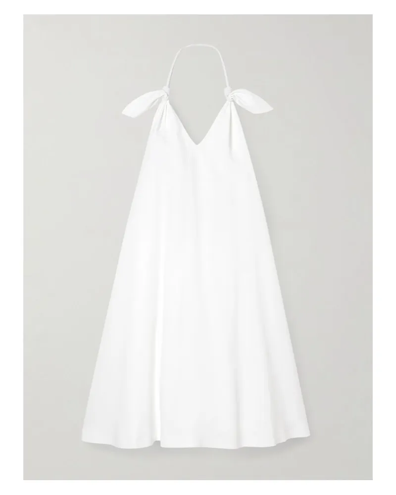Loewe Flamenco Minikleid Aus Voile Mit Geknotetem Neckholder Aus Leder - Weiß Weiß