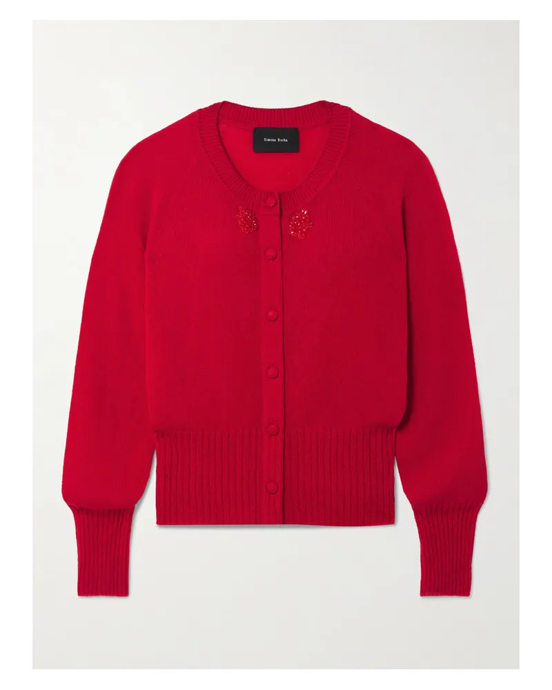 Simone Rocha Cardigan Aus Kaschmir Mit Zierperlen - Rot Rot