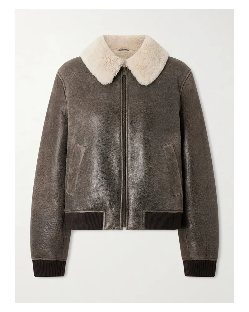 Frame Denim The Shrunken Verkürzte Jacke Aus Shearling - Braun Braun