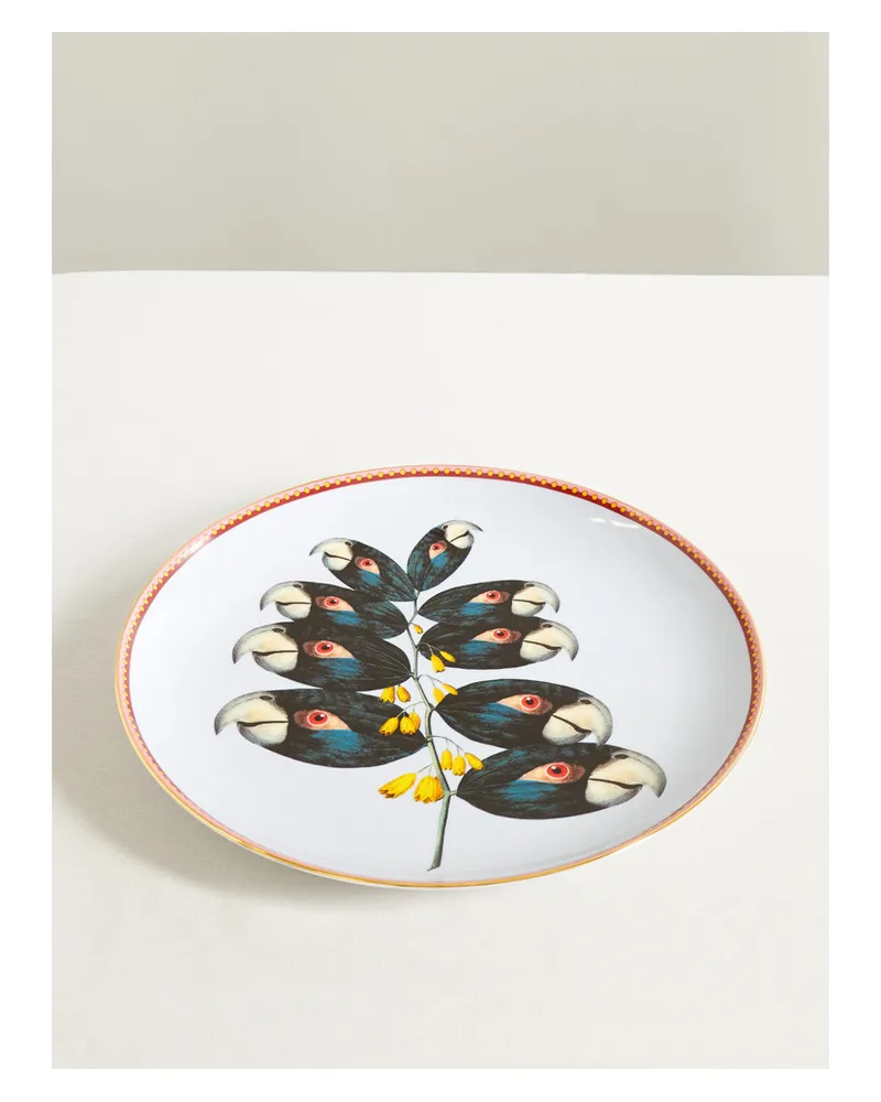 La DoubleJ Beto Val Porzellanplatte Mit Vergoldeten Details - Blau Blau