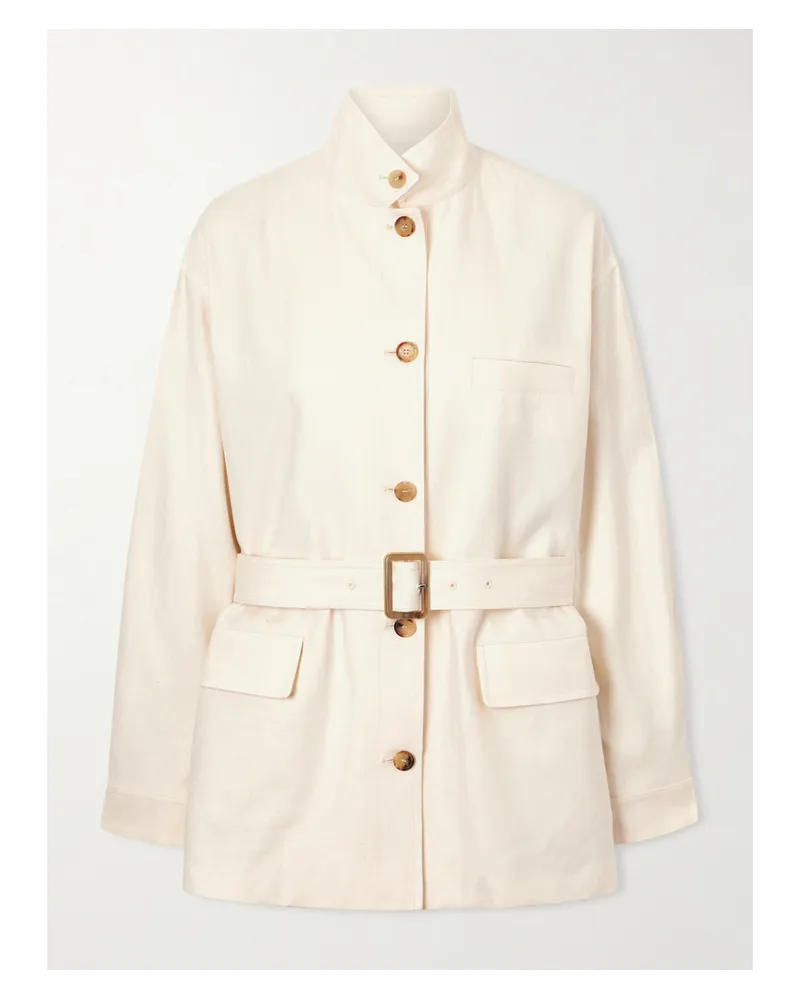Loro Piana Lismore Jacke Aus Einer Leinen-wollmischung Mit Gürtel - Orange Orange