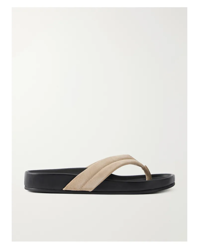 St. Agni Suede Platform Thong Sandals - Neutrals Neutrals