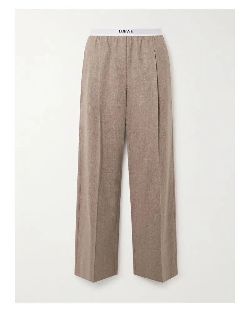 Loewe Hose Mit Geradem Bein Aus Einer Woll-kaschmirmischung Mit Stretch-jacquard-besatz Und Bügelfalten - Neutral Neutral