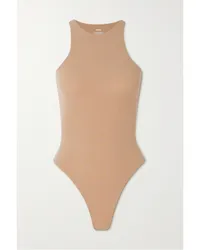 SKIMS Fits Everybody High Neck Bodysuit – Clay – String-body aus Glänzendem Stretch-jersey Neutral