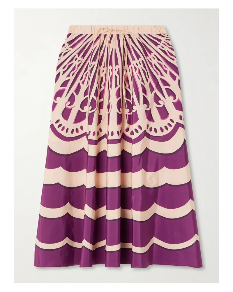 La DoubleJ Midirock Aus Bedrucktem Satin - Lila Lila