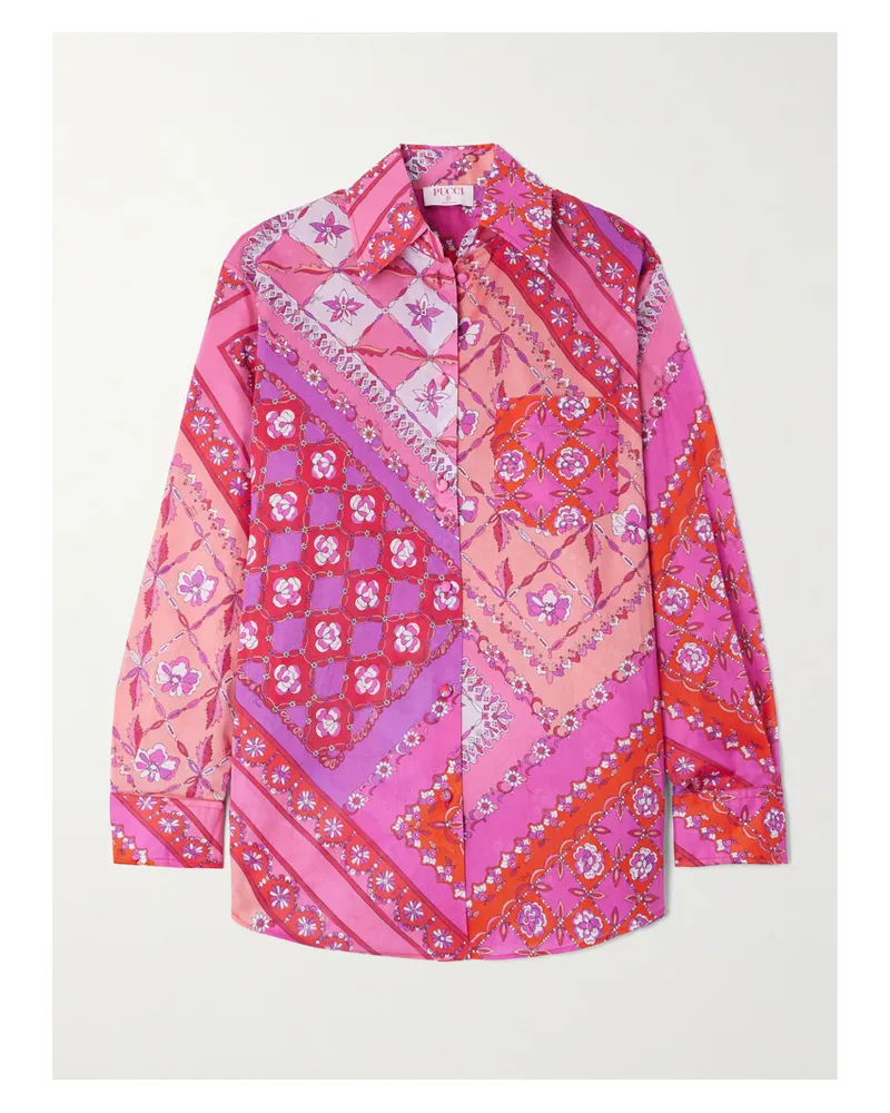Emilio Pucci Festa Oversized-hemd Aus Bedrucktem Baumwoll-voile - Pink Pink