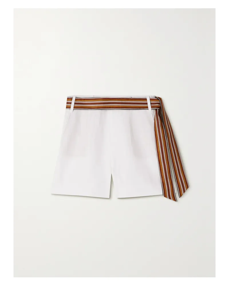 Loro Piana Antigua Shorts Aus Leinen Mit Bindegürtel - Weiß Weiß