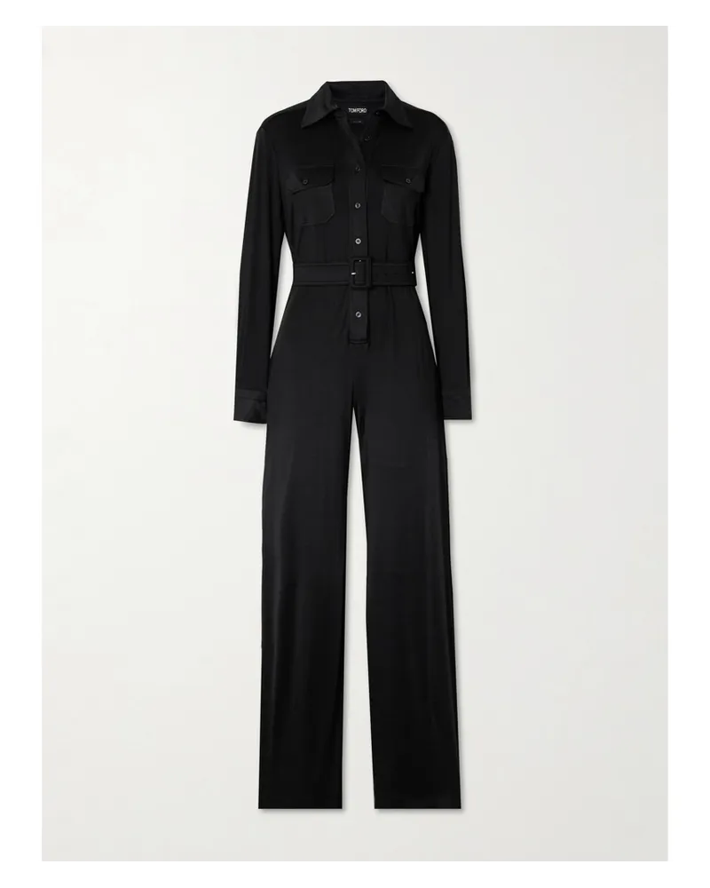 Tom Ford Jumpsuit aus Glänzendem Stretch-jersey Schwarz