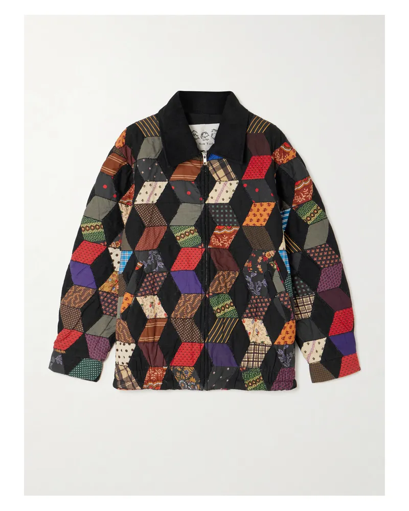 Sea Cressida Steppjacke Aus Baumwolle In Patchwork-optik Mit Cordbesatz - Mehrfarbig Mehrfarbig