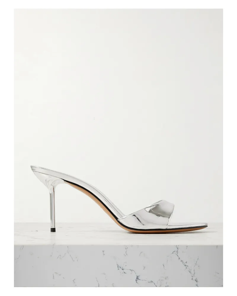 Paris Texas Lidia Mules Aus Leder Mit Spiegeleffekt - Silber Silber