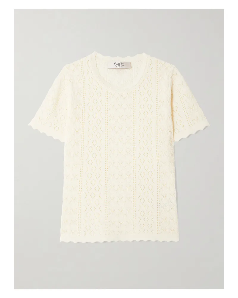 Sea Georgia Pointelle-knit Top - Cream Cream