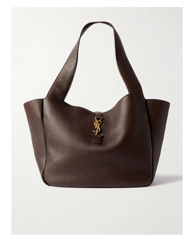 Saint Laurent Le 5 À 7 Bea Textured-leather Tote - Brown Brown