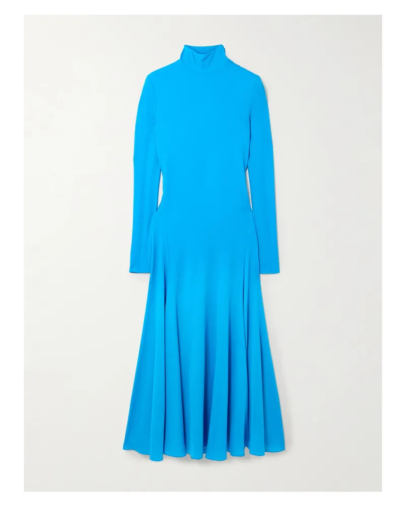 Alaïa Open-back Jersey Turtleneck Midi Dress - Blue Blue