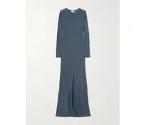 Paneled Ribbed Stretch-jersey Maxi Dress - Blue