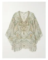 Camilla Kaftan aus Bedrucktem Seidenchiffon Creme