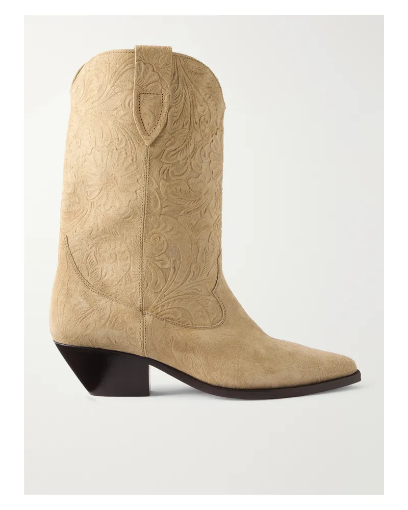 Isabel Marant Duerto Embossed Suede Ankle Boots - Neutrals Neutrals